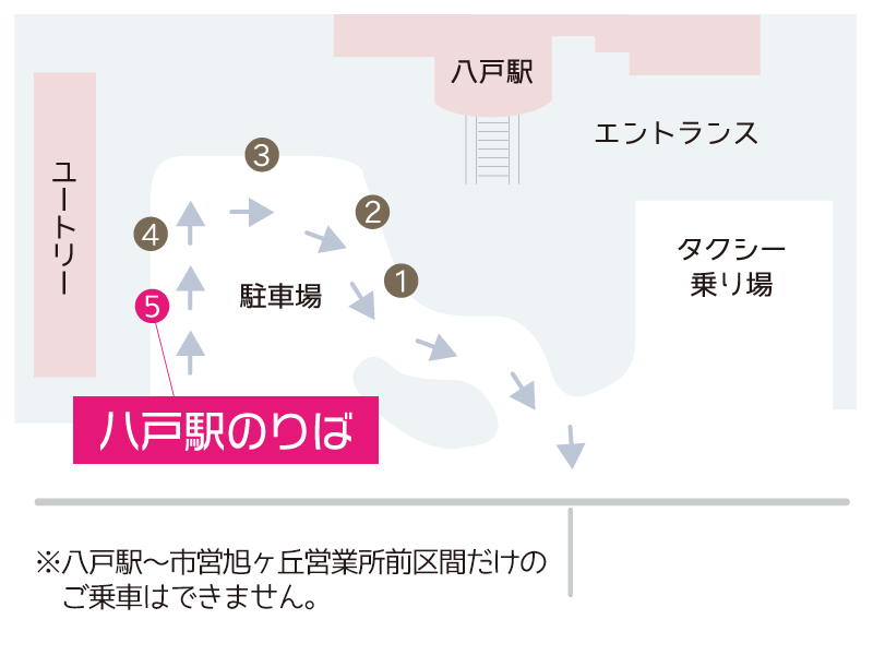 八戸駅東口バスのりばご案内図