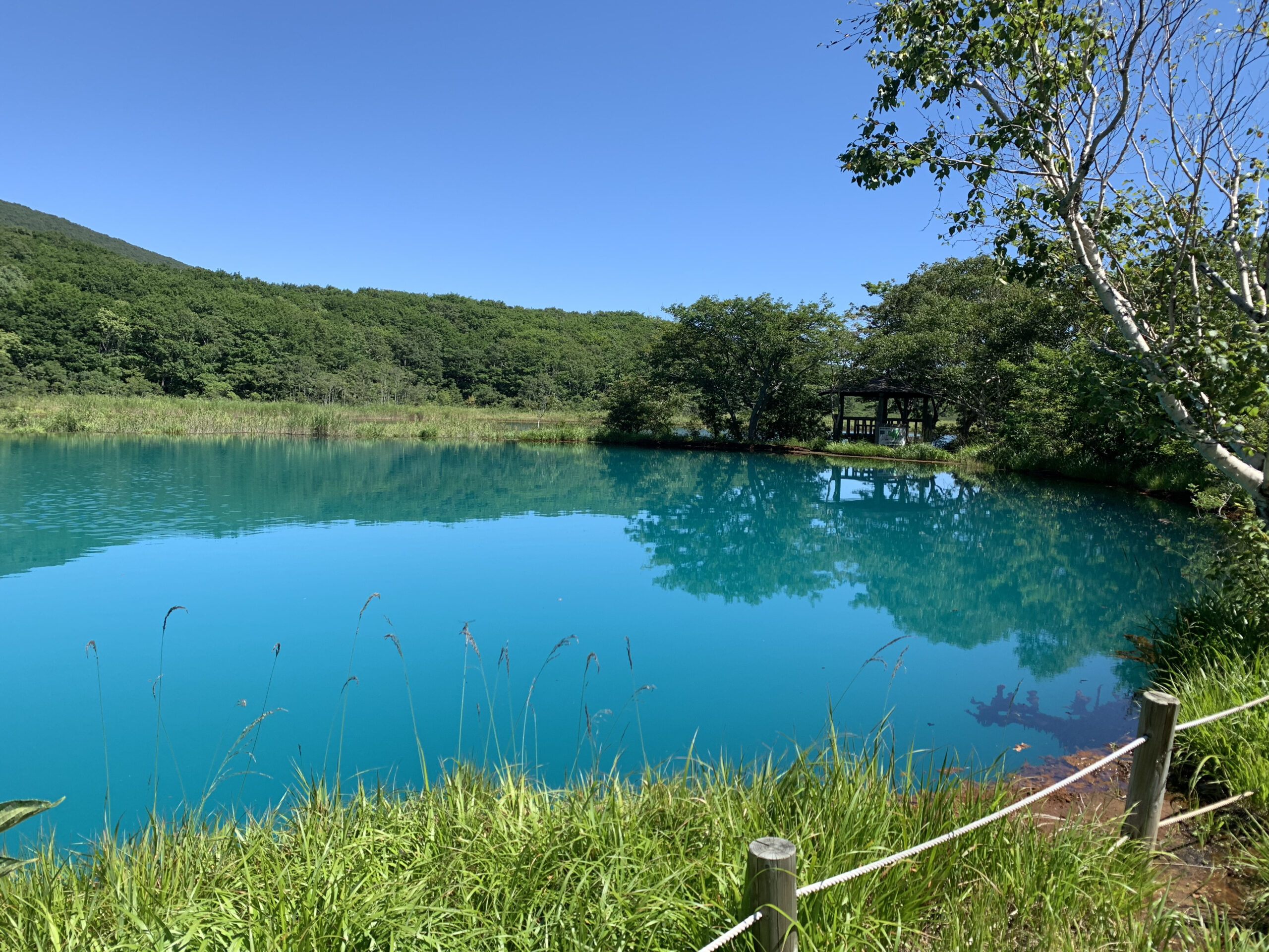 御在所の五色沼 青空とターコイズブルー